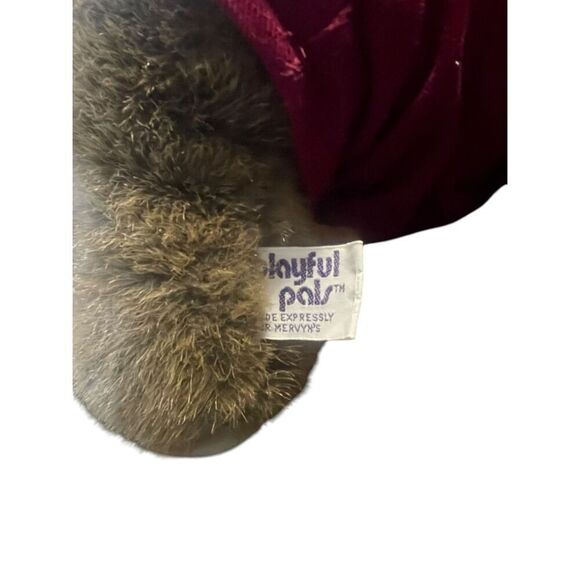 Playful Pals Brown Red Bunny Rabbit Droopy Ears Bib Overalls Plush Stuffed Anima - Picture 4 of 12